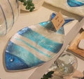 Blue & White Capiz Fish Trinket Tray — Coastal Shell Dish