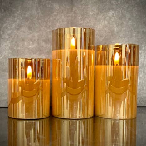 Radiance LED Poured Candles Champagne Classic Trio S/3 3 in