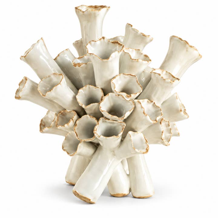 White Ocean Bloom Ceramic Vase