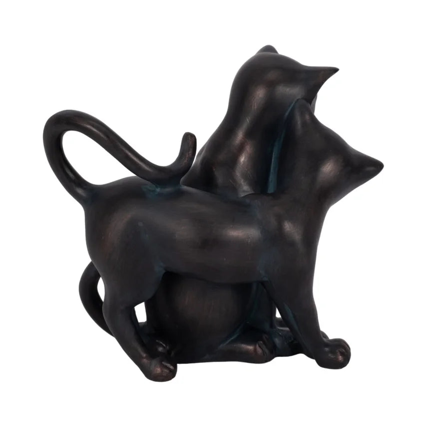 Whimsical Bronze Cat Garden Statue – Artistic Resin Accent (7")
