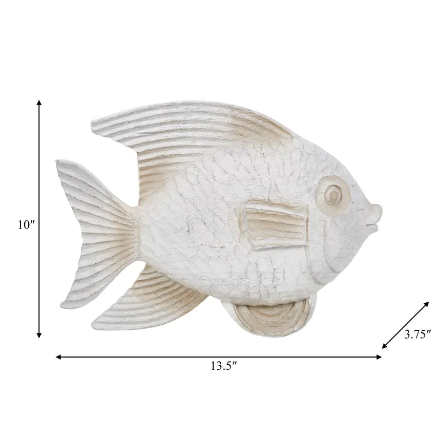 Resin Coastal Fish Decorative Figurine - White (14 inches)