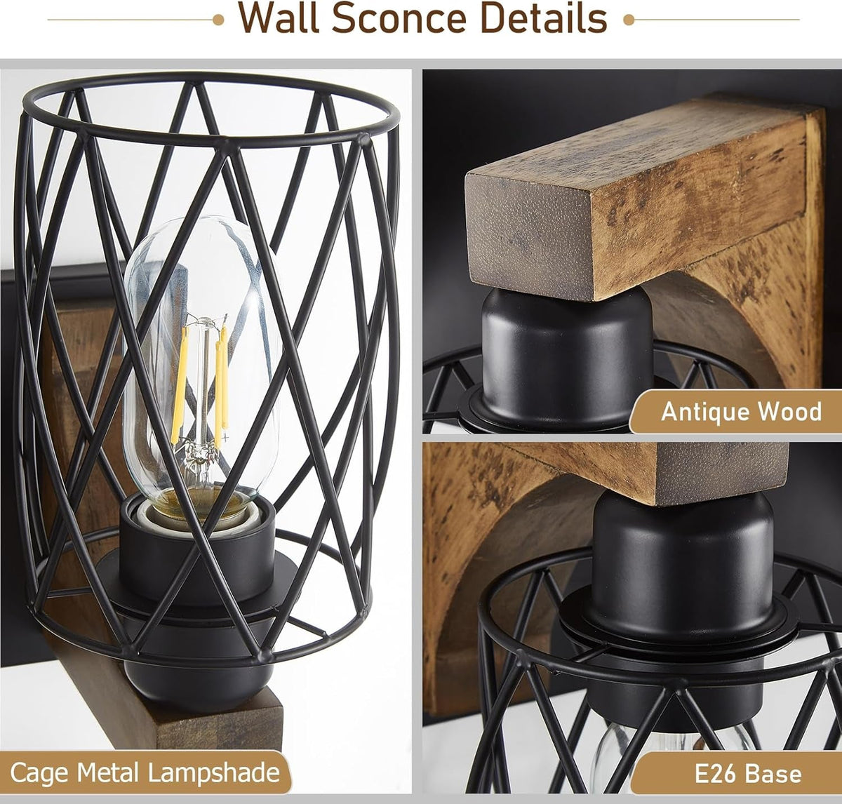 3-Light Wood Bathroom Light Fixture