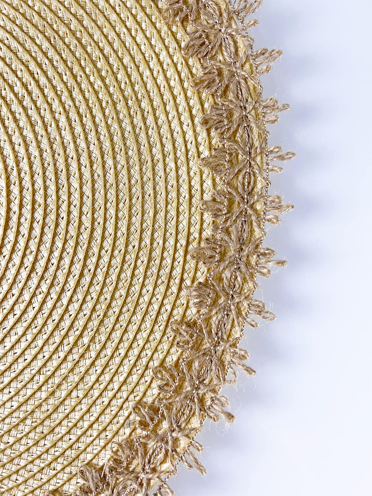 Rustic Jute Border Handwoven Placemats 15" Round