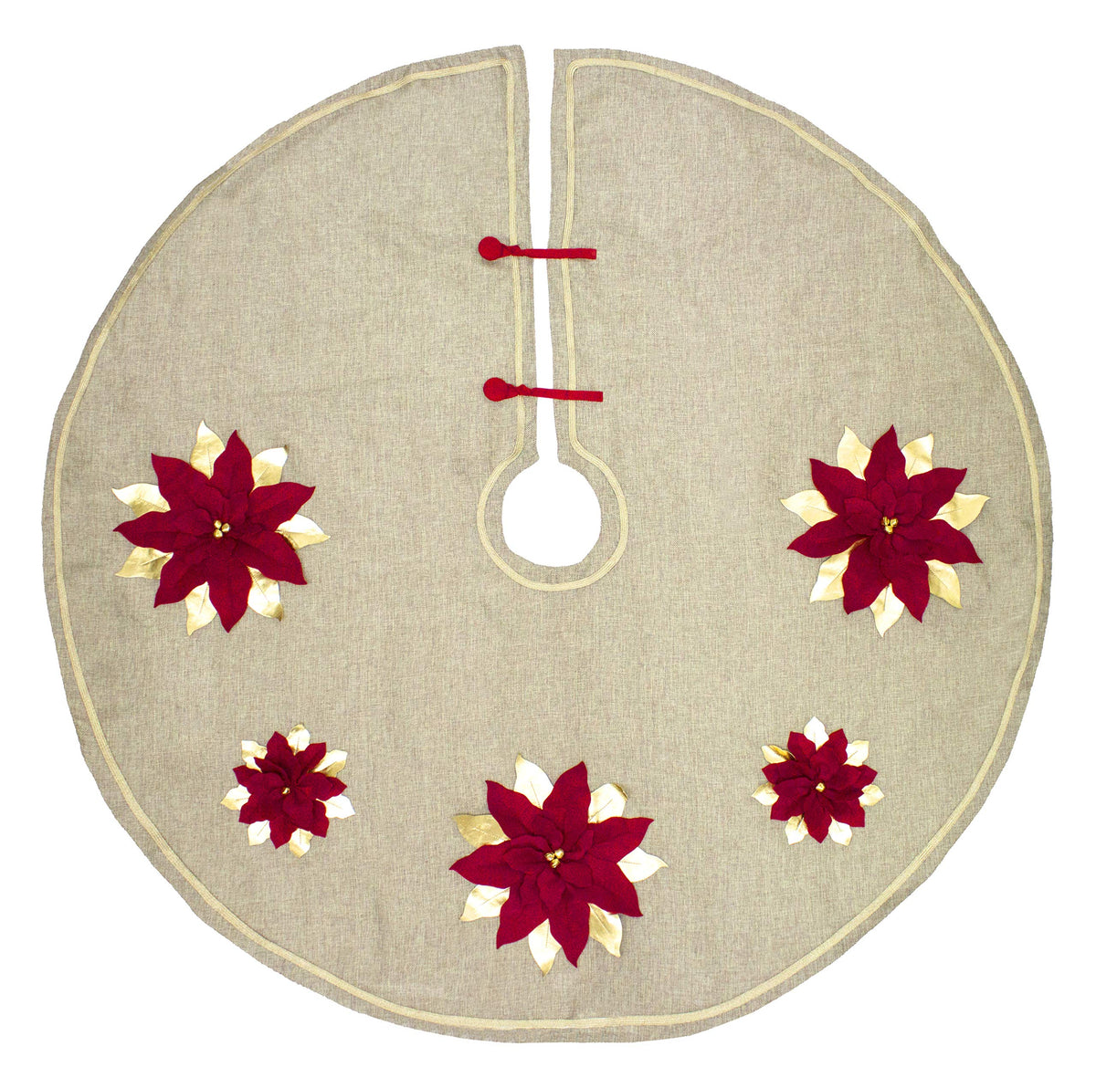 Unique 3D Poinsettia Christmas Tree Skirt (53")