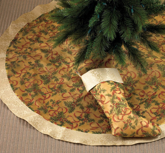 Gold Accent Christmas Holiday Tree Skirt (48")