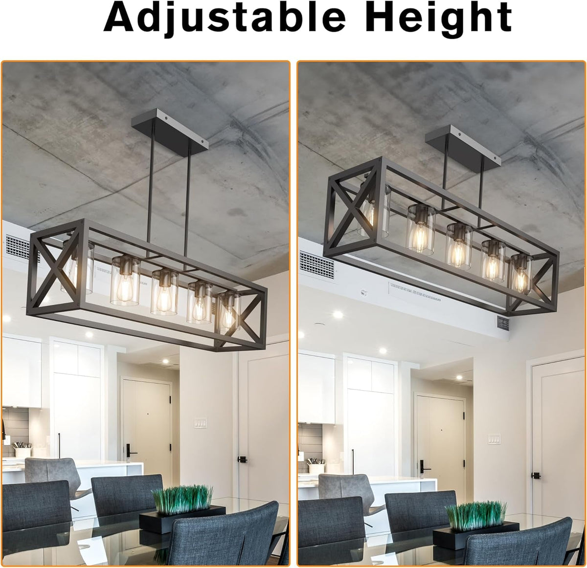 Farmhouse 5 Light Metal Linear Chandelier