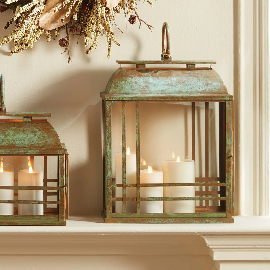 Large Solana Decorative Metal Lantern with Weathered Patina Finish