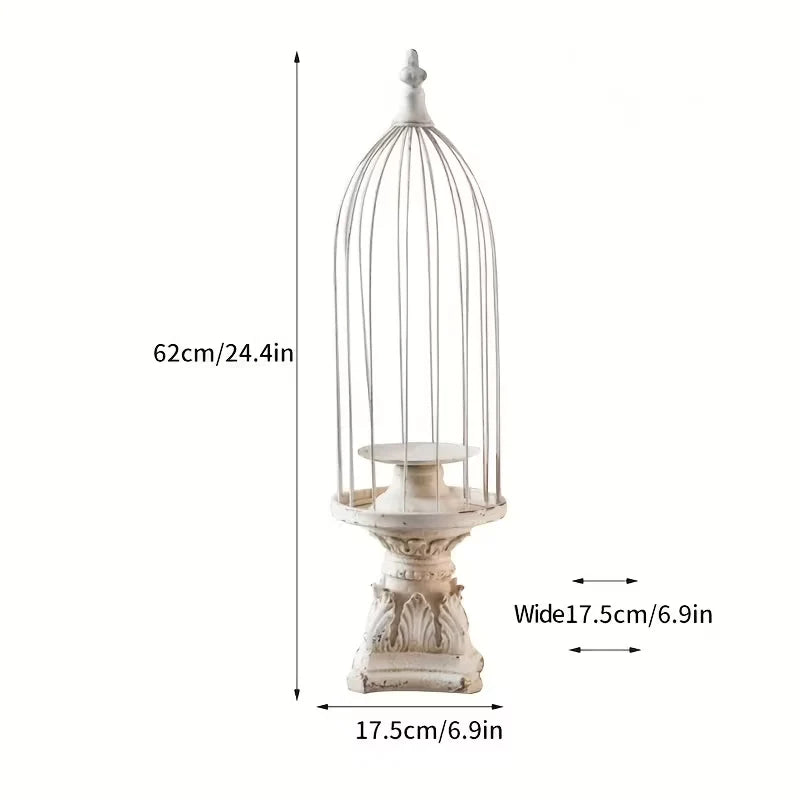 Ivory Heirloom Birdcage Candle Holder