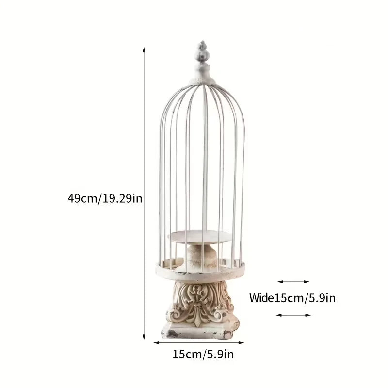 Ivory Heirloom Birdcage Candle Holder