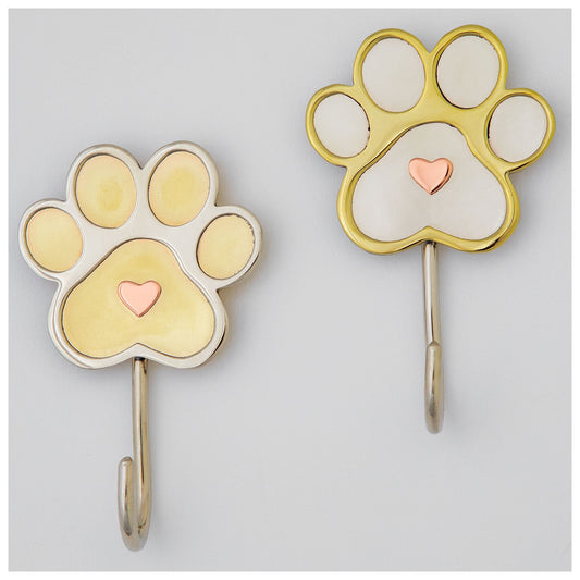 Gancio in metallo misto Love You Paw Print - Set da 2