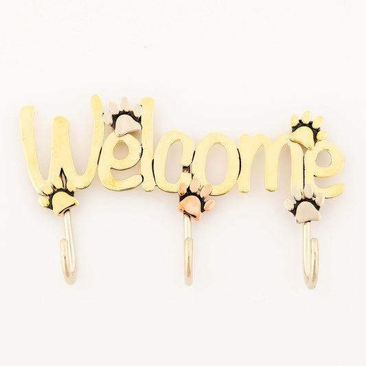 Cartello di benvenuto "Paw Print" in metallo misto con ganci