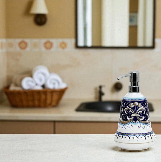 RICCO DERUTA BLEU : Distributeur de savon liquide/lotion avec pompe chromée (Moyen 20 OZ) [R]