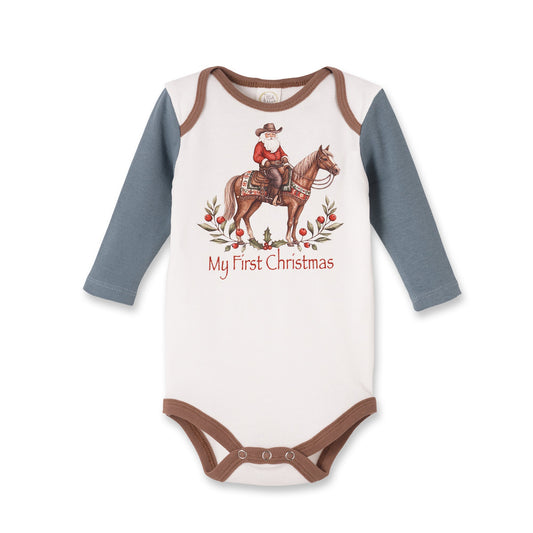 Body pour bébé « Mon premier Noël cow-boy » - Côtelé en coton