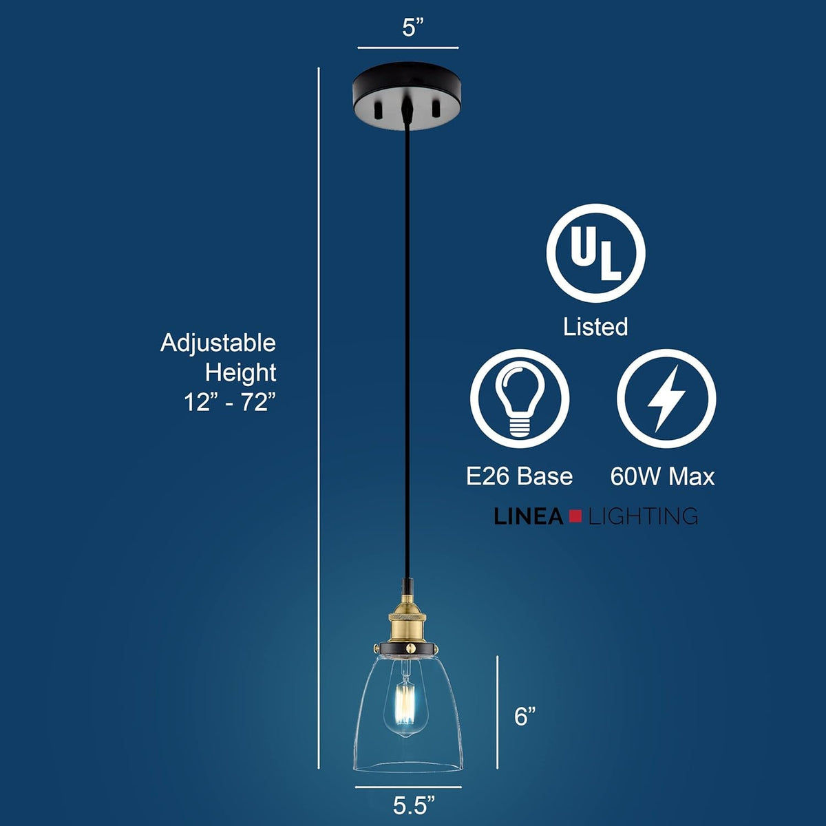 Large Bell Shaped Glass Pendant Light