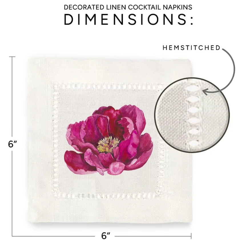 Hemstitch Napkins - Peony (Set of 6)