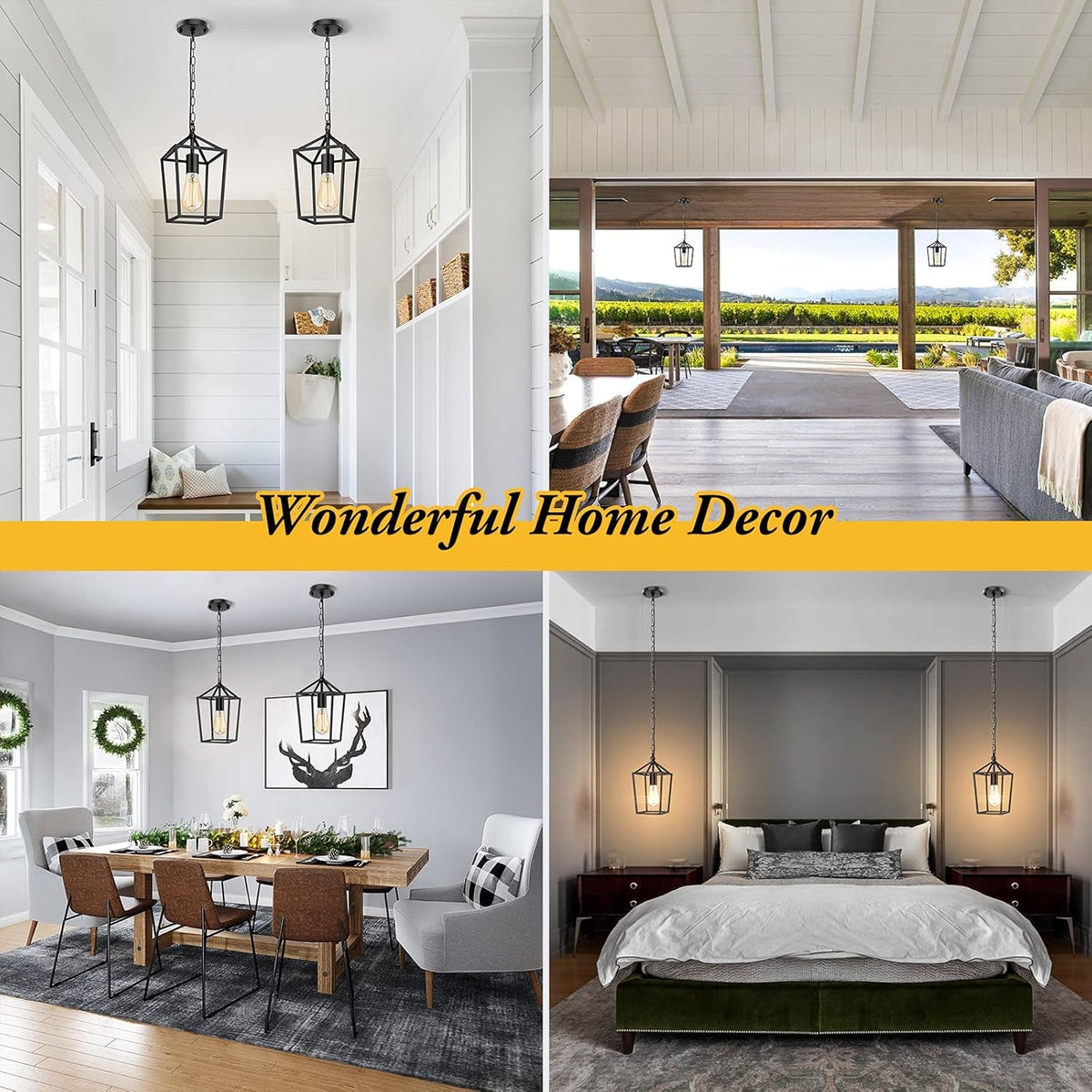 Farmhouse Black Lantern Pendant Light
