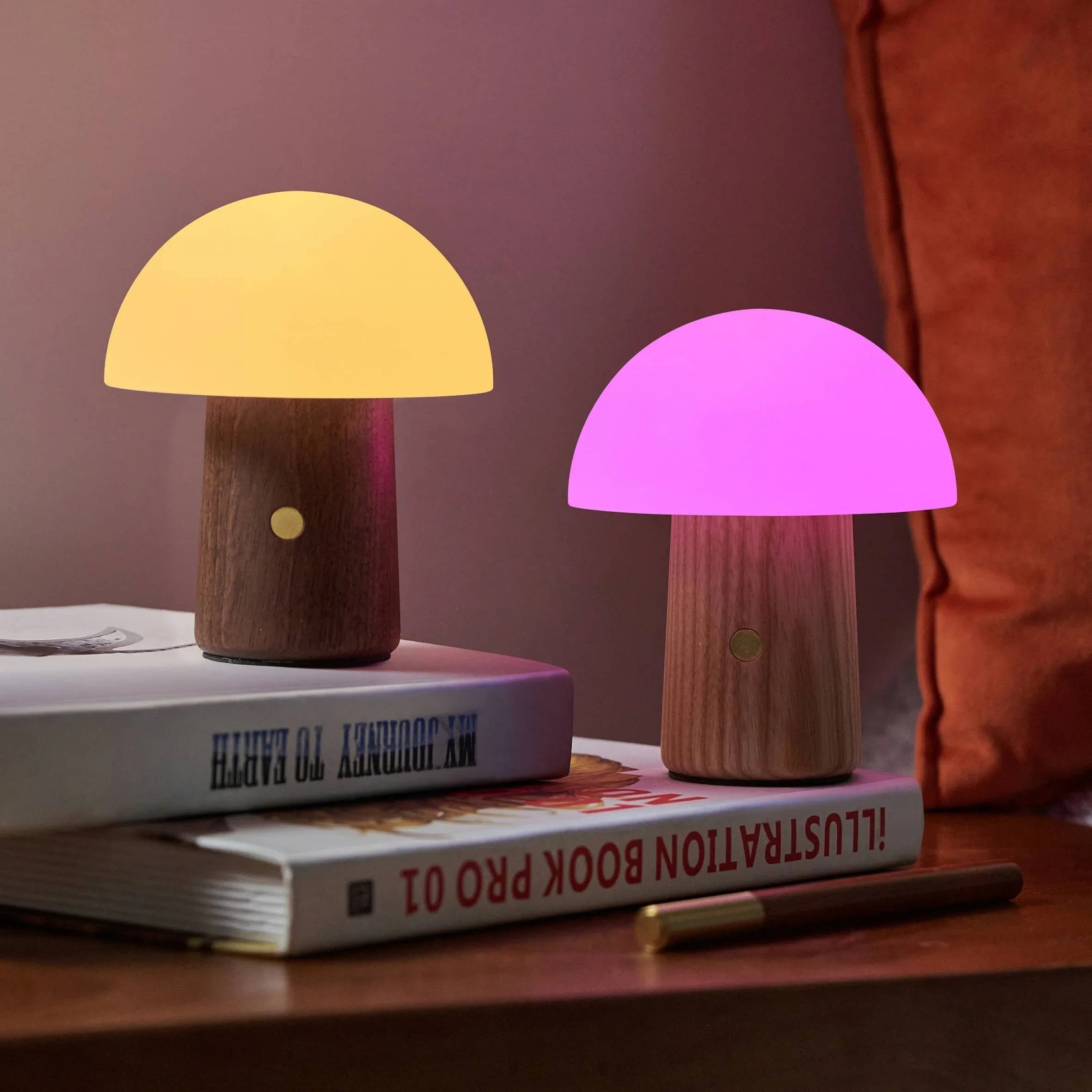 Handmade Sustainable Large Mosaic Eucalyptus Wood Accent Desk Lamp