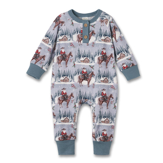 Barboteuse Henley de Noël Cowboy - Vêtements pour bébé en bambou