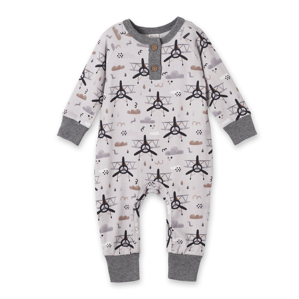 Little Aviator Bamboo Henley Romper