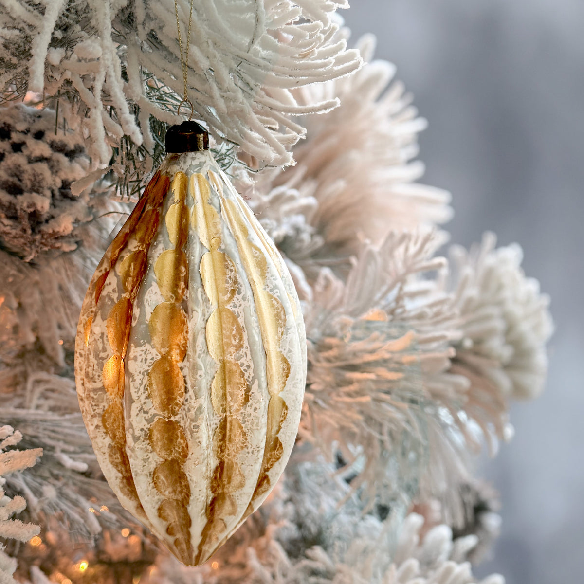 Silver and Gold Drop Ornament 9 Inch - Christmas Tree Decor