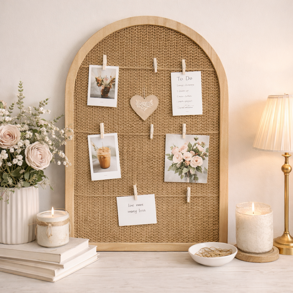 Arched Rattan Photo Display Board