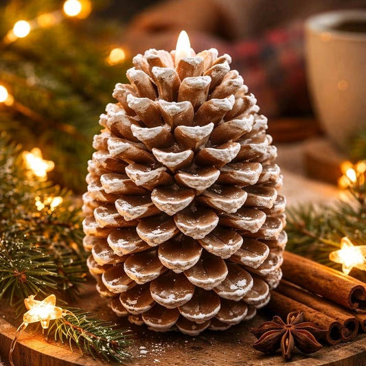 Pine Cone Moving Flame LED Candle 12.7 x 16.5 cm