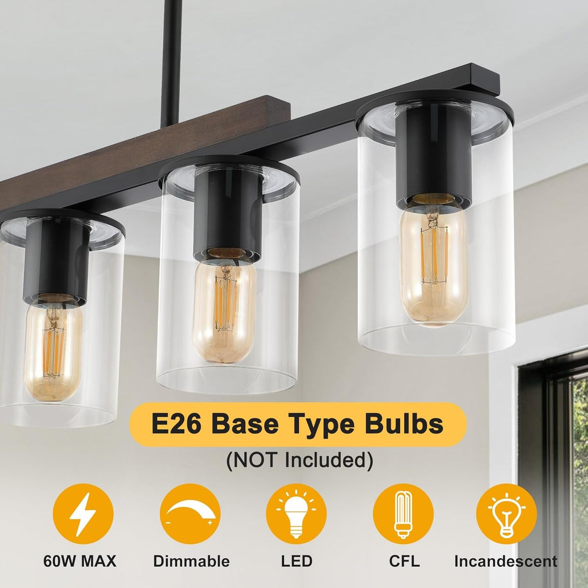 Farmhouse Black Linear Chandelier