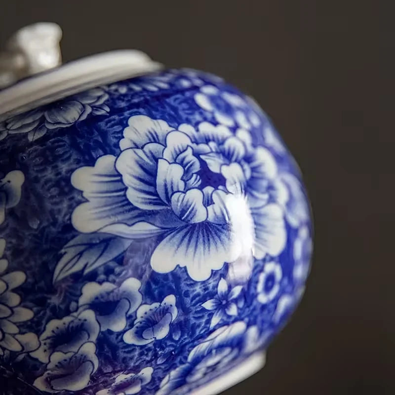 Ruyi and Peony Chinoiserie Porcelain Jar