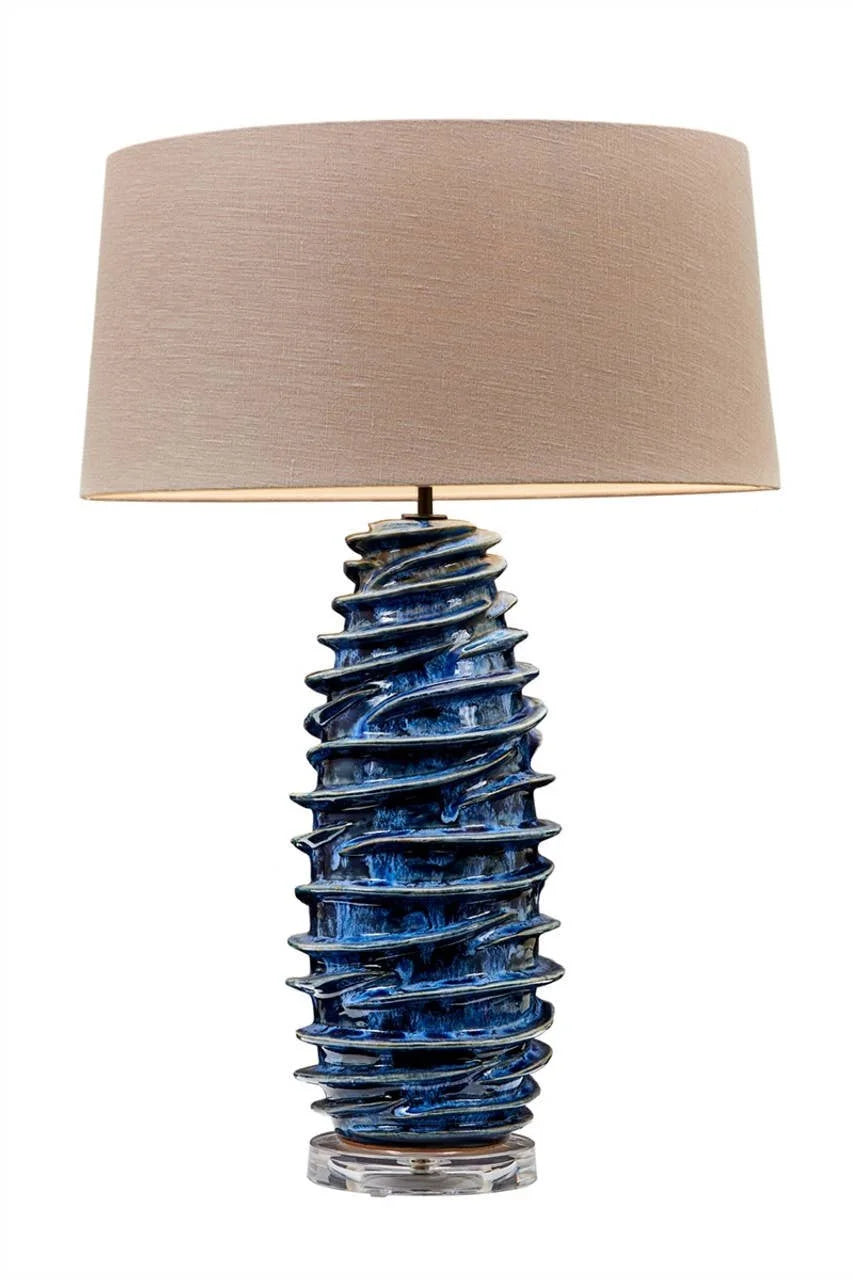 Handcrafted Luna Sea Anemone Ceramic Table Lamp with White Shade