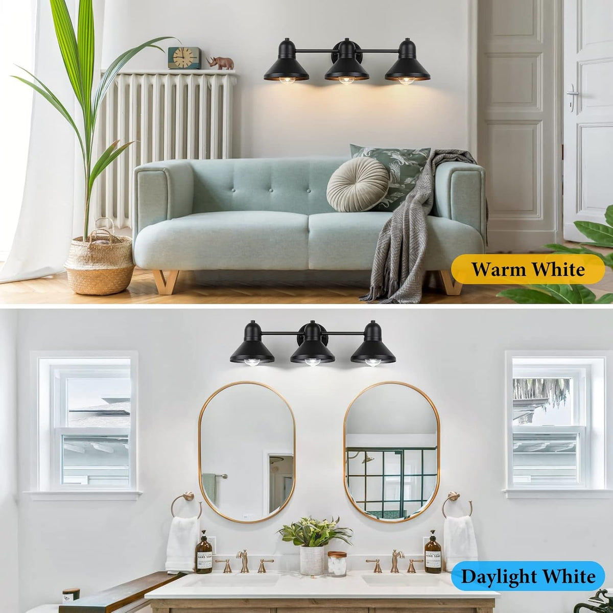 Matte Black Metal Bathroom Vanity Light