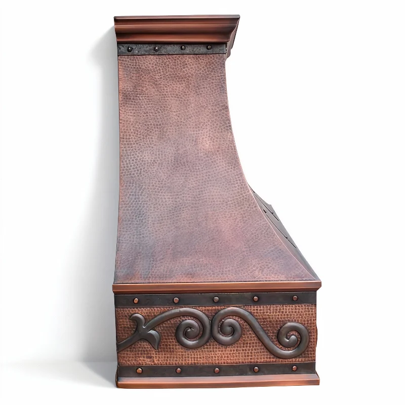 SoHo Loft–Style Custom Copper Range Hood – Handcrafted Wall-Mount Design with Black Straps