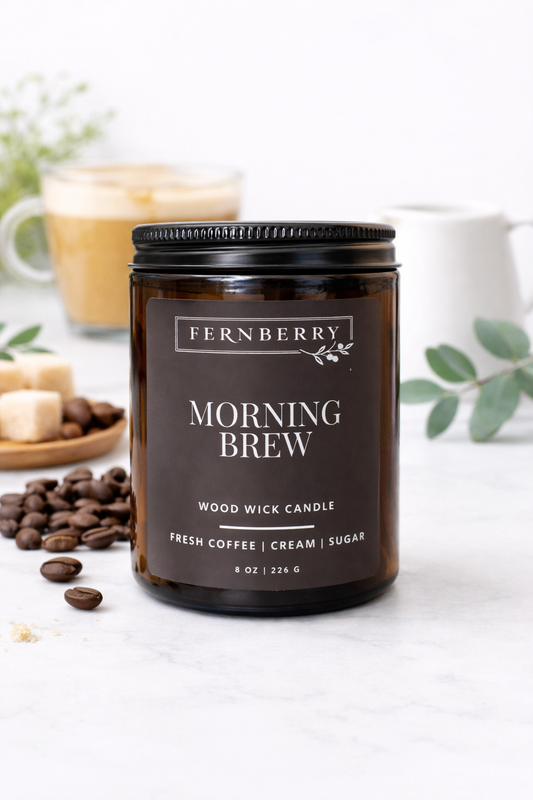 Morning Brew - Candela con stoppino in legno da 230g