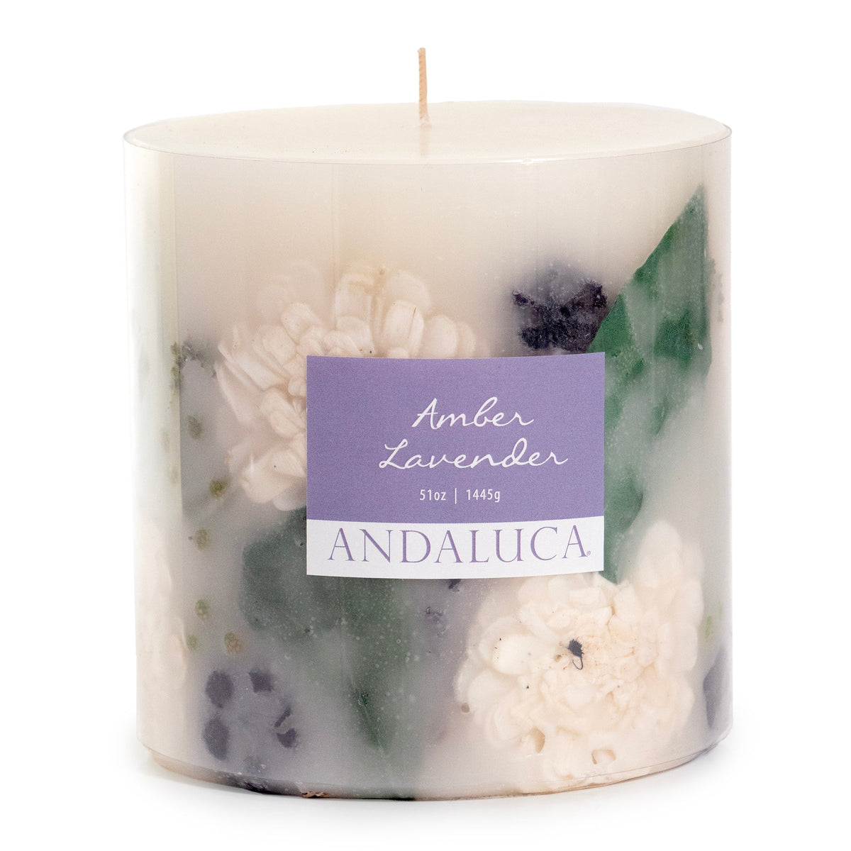 Amber Lavender Botanical Pillar Candle