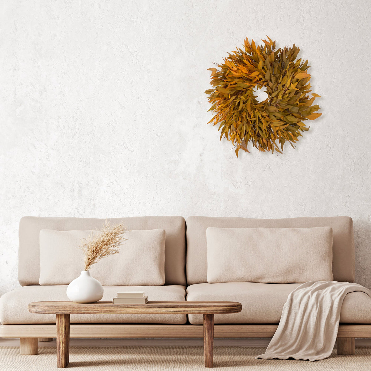 Harvest Farmhouse Willow Wreath: Golden Color