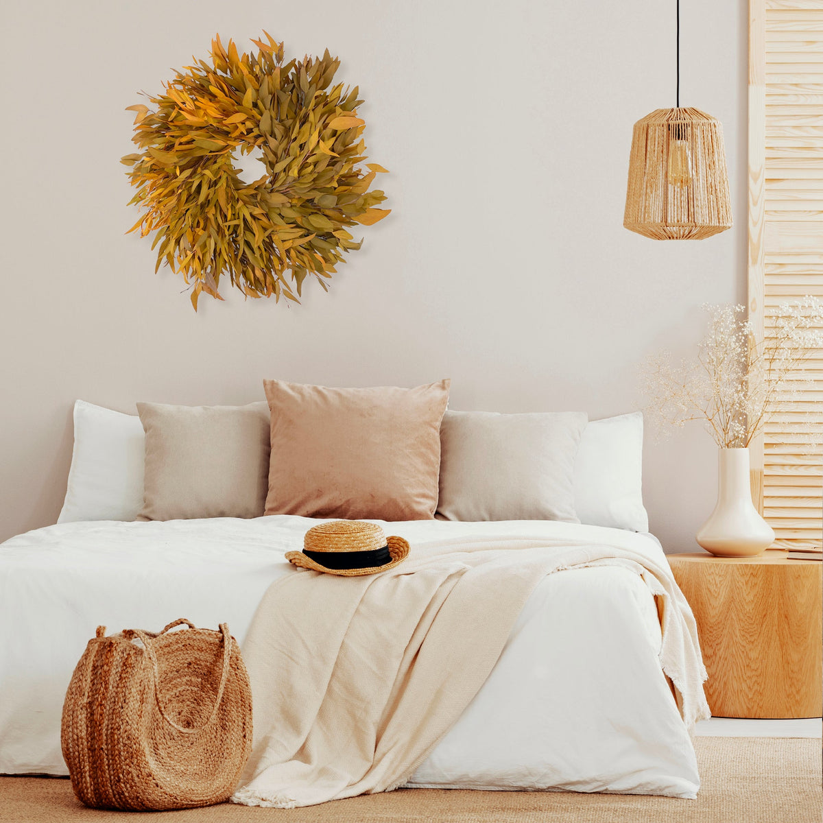Harvest Farmhouse Willow Wreath: Golden Color