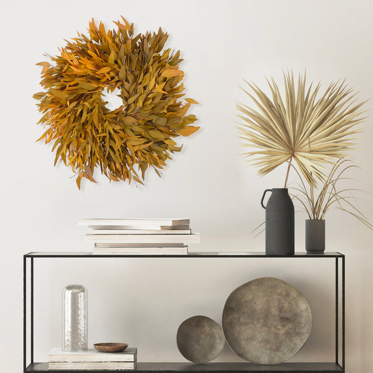 Harvest Farmhouse Willow Wreath: Golden Color