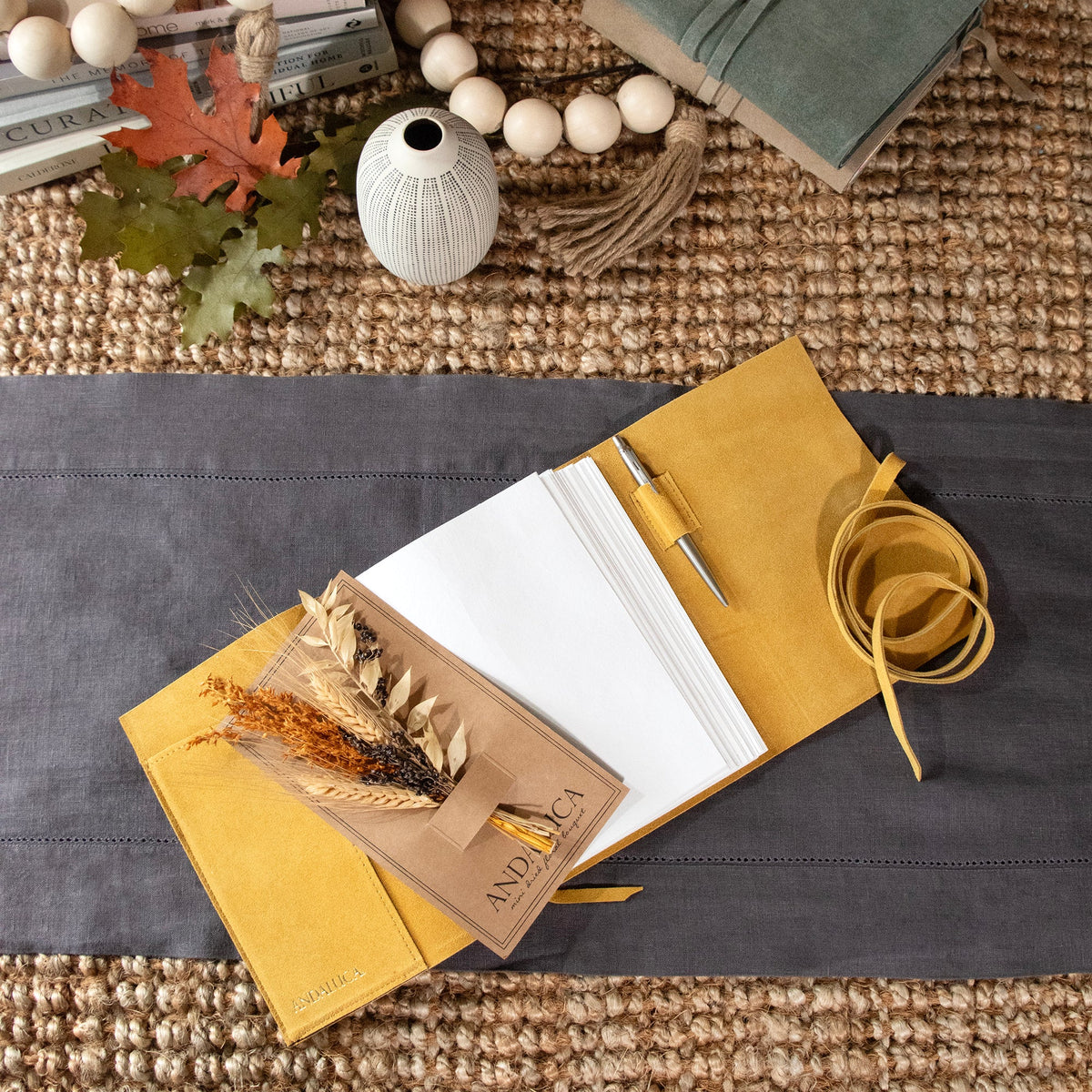 Dijon Yellow Suede Journal w/ Organic Cotton Paper: Large