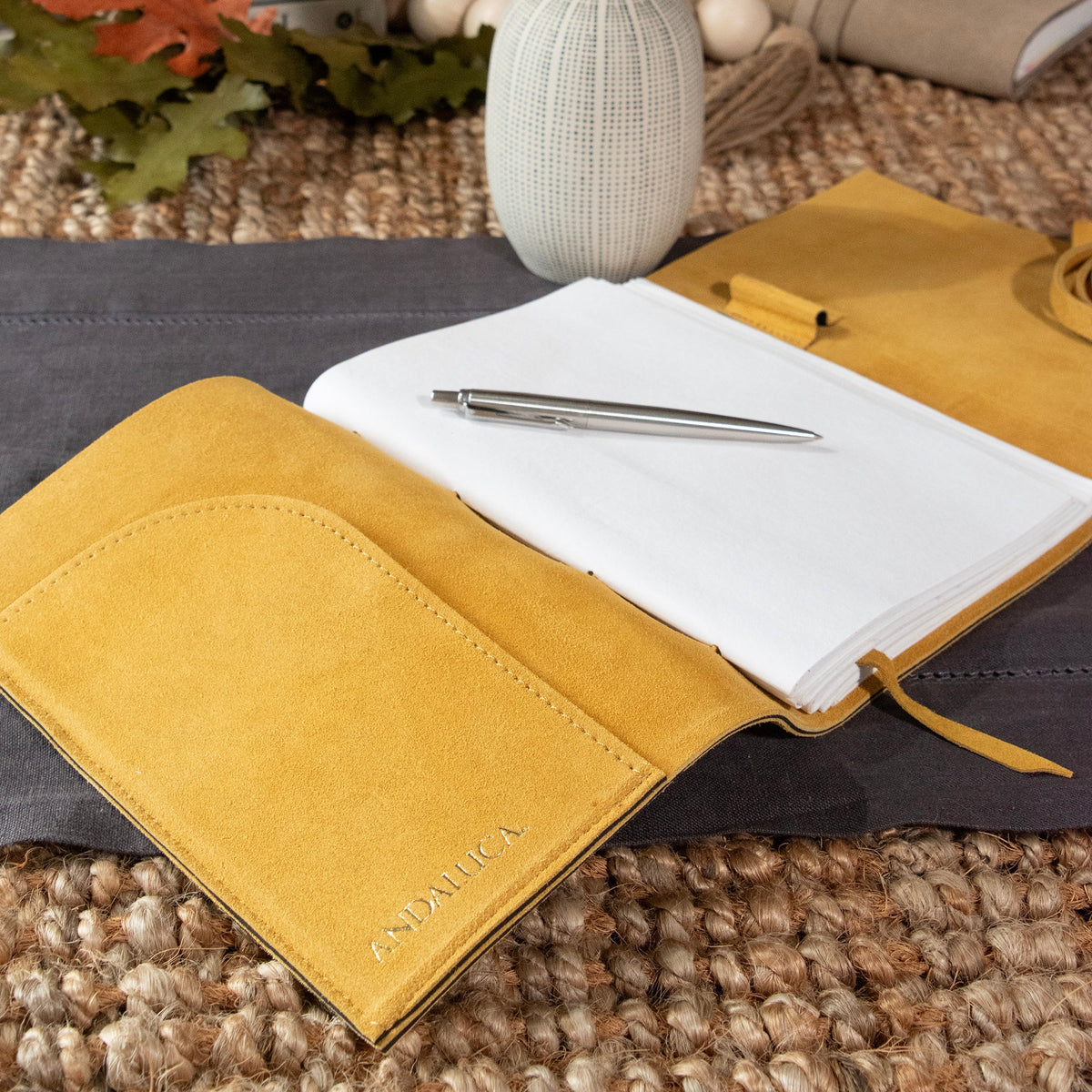 Dijon Yellow Suede Journal w/ Organic Cotton Paper: Large