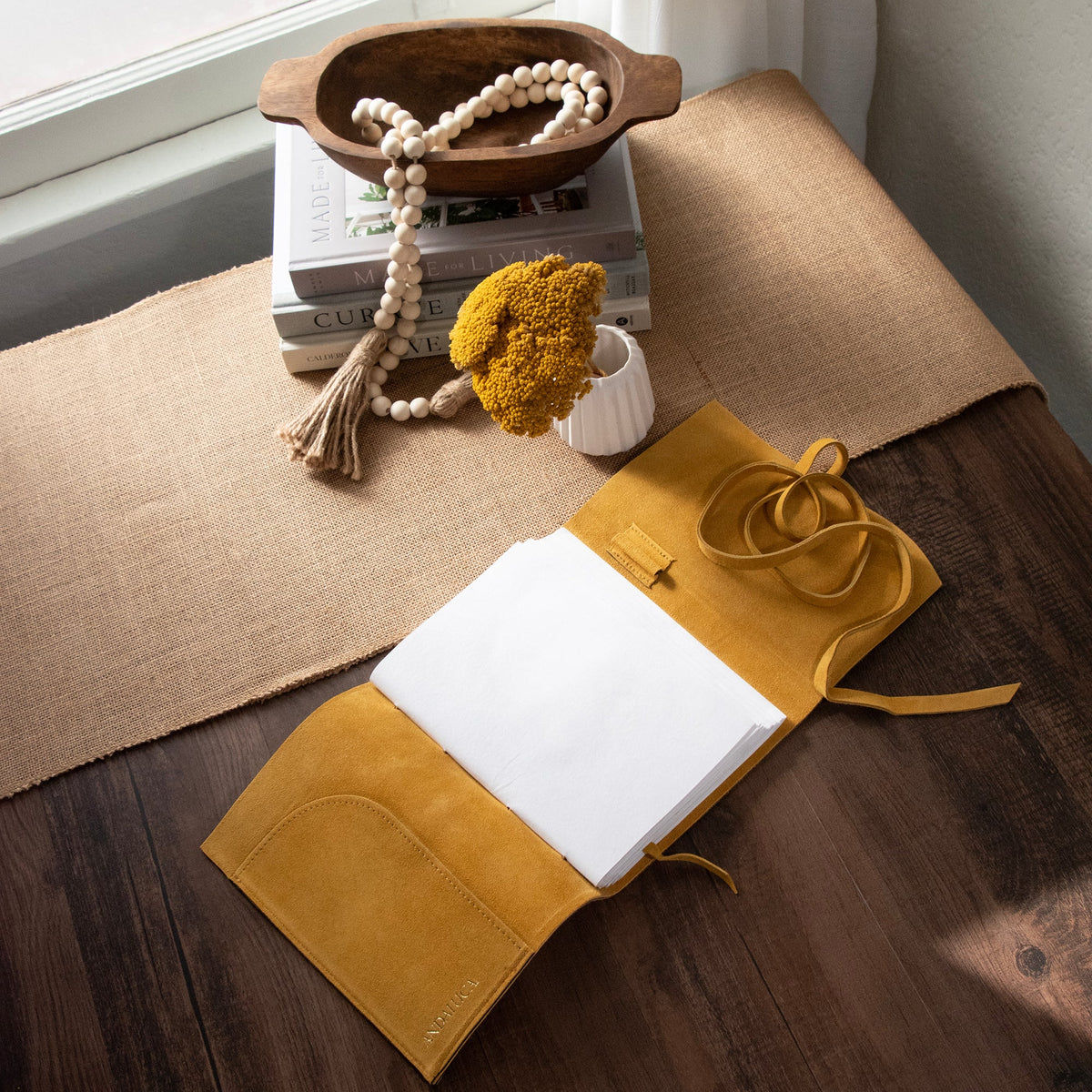 Dijon Yellow Suede Journal w/ Organic Cotton Paper: Large