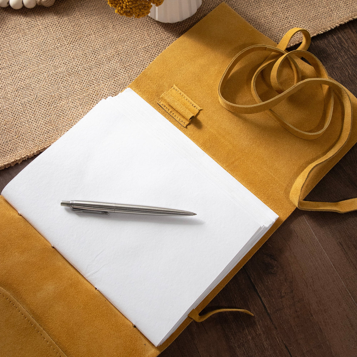 Dijon Yellow Suede Journal w/ Organic Cotton Paper: Large