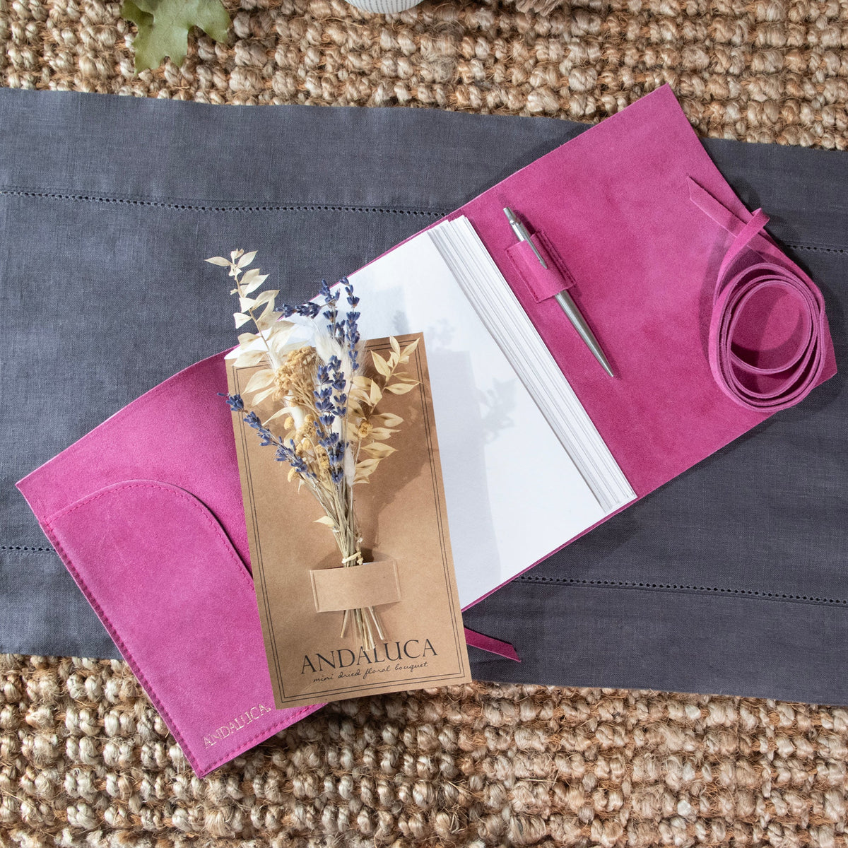 Fuchsia Suede Journal w/ Organic Cotton Paper: Large