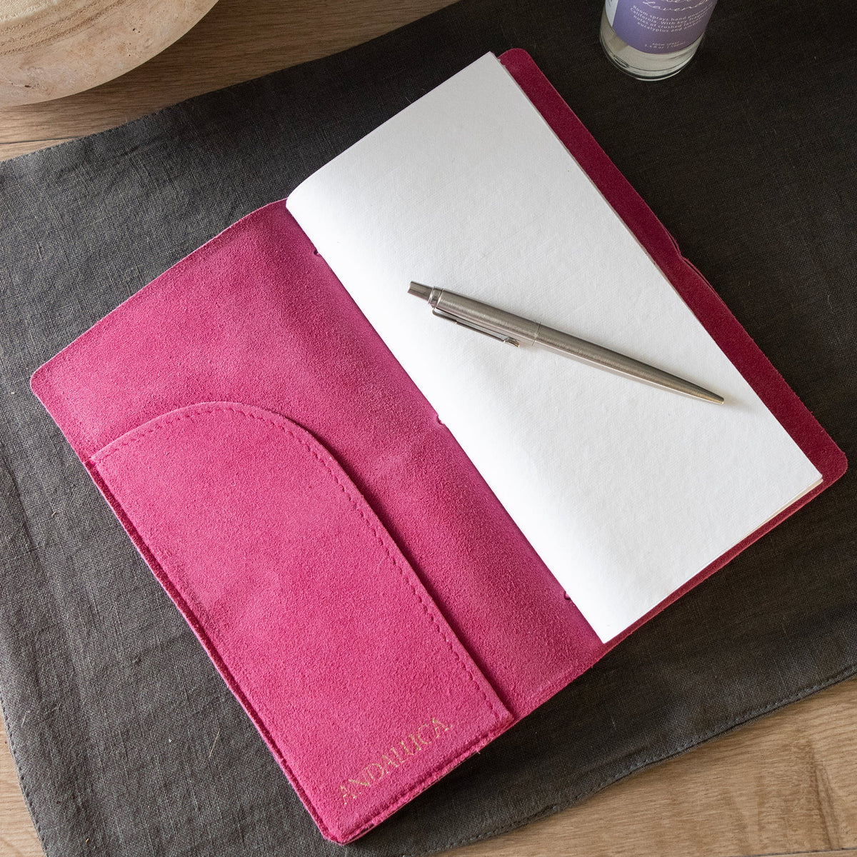 Fuchsia Suede Journal W/ Organic Cotton Paper:  Small