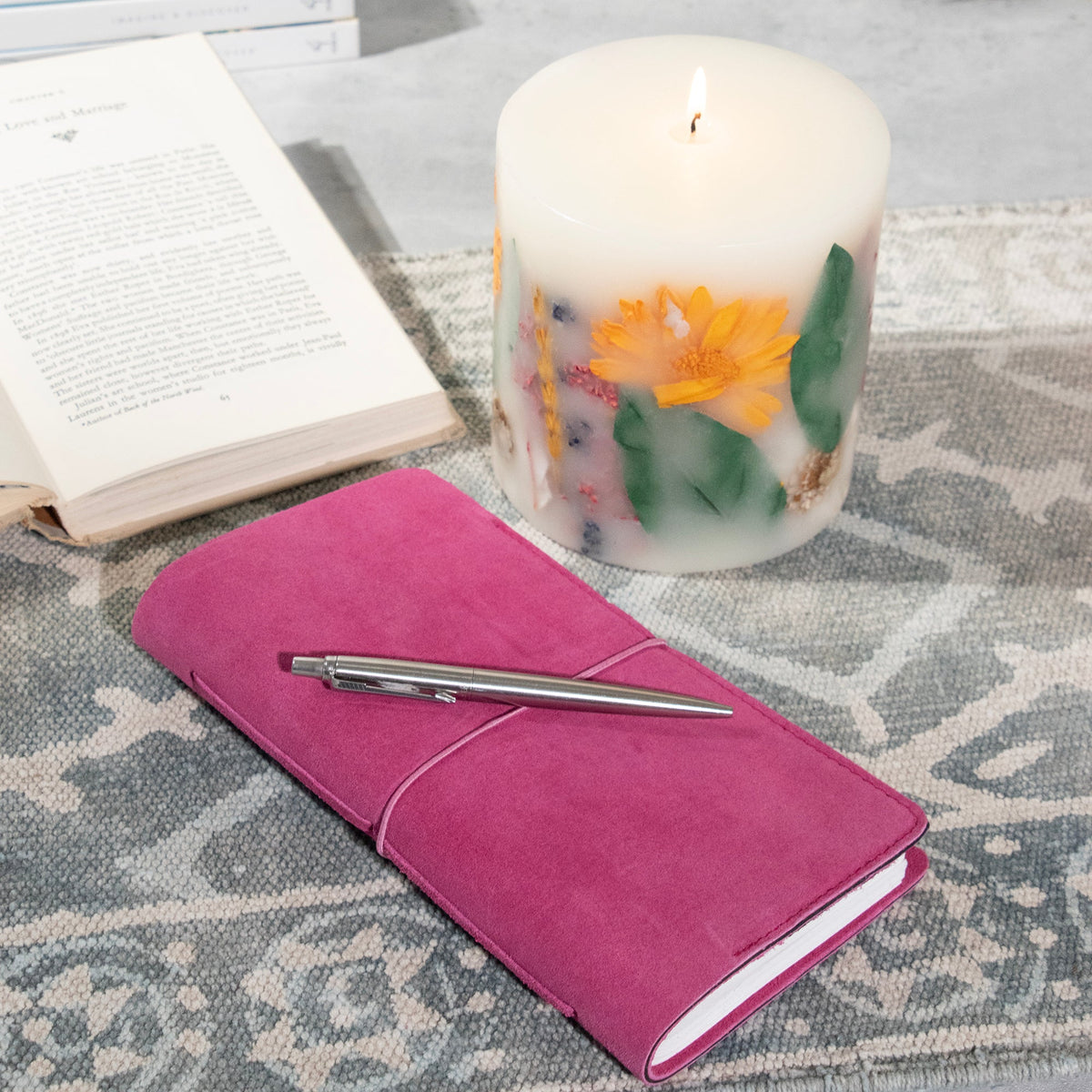 Fuchsia Suede Journal W/ Organic Cotton Paper:  Small