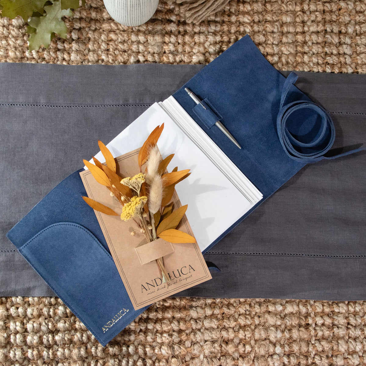 Royal Blue Suede Journal w/ Organic Cotton Paper: Large