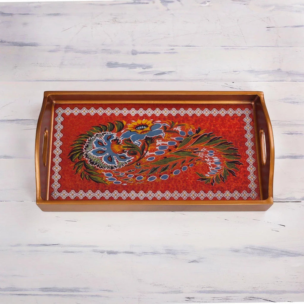 Arequipa Jardin Rouge Rectangular Tray