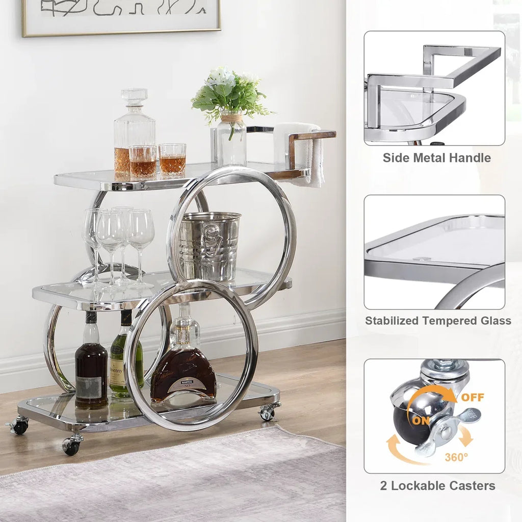 Monaco Three-Tier Mobile Bar Cart