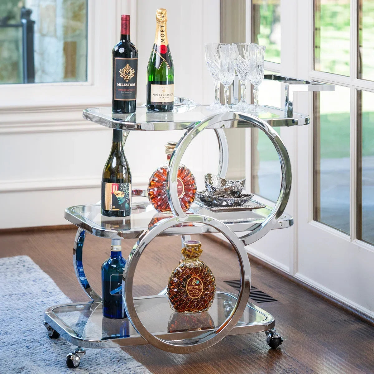 Monaco Three-Tier Mobile Bar Cart