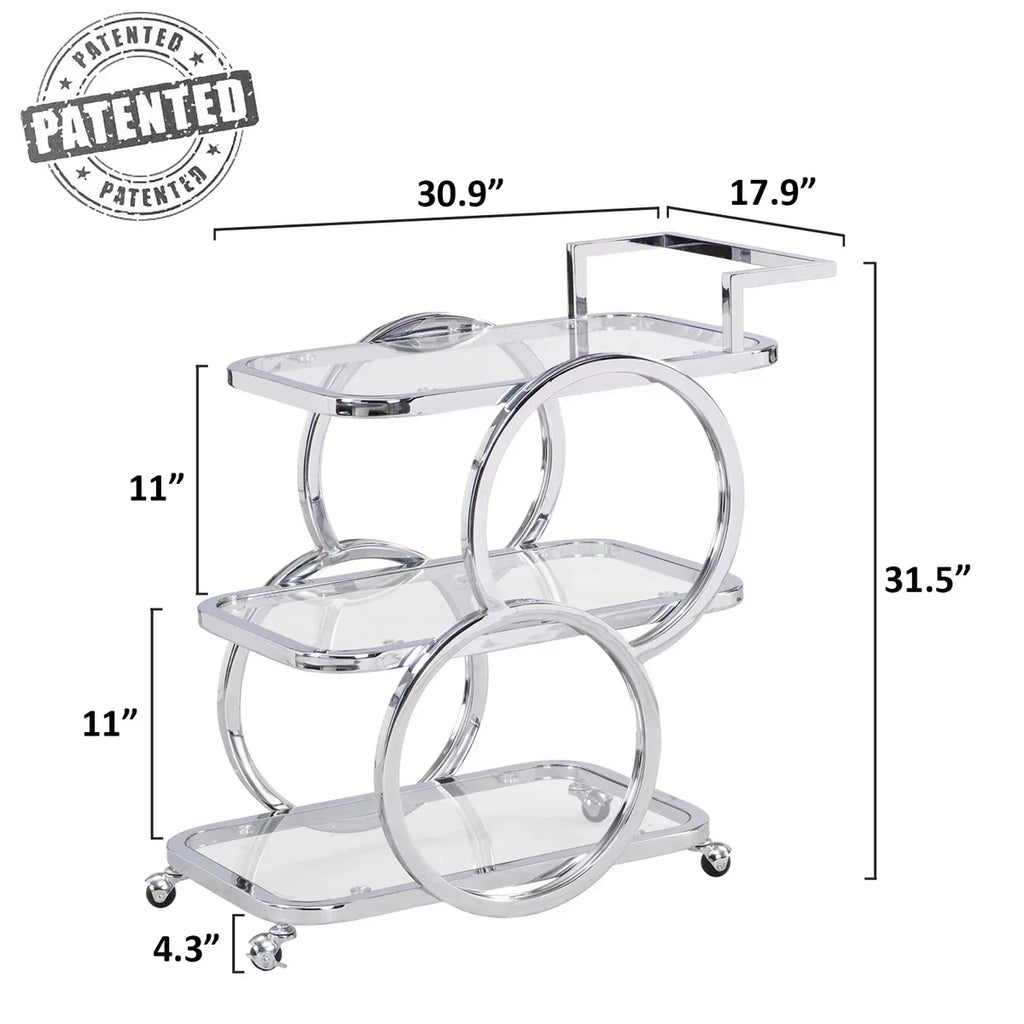 Monaco Three-Tier Mobile Bar Cart