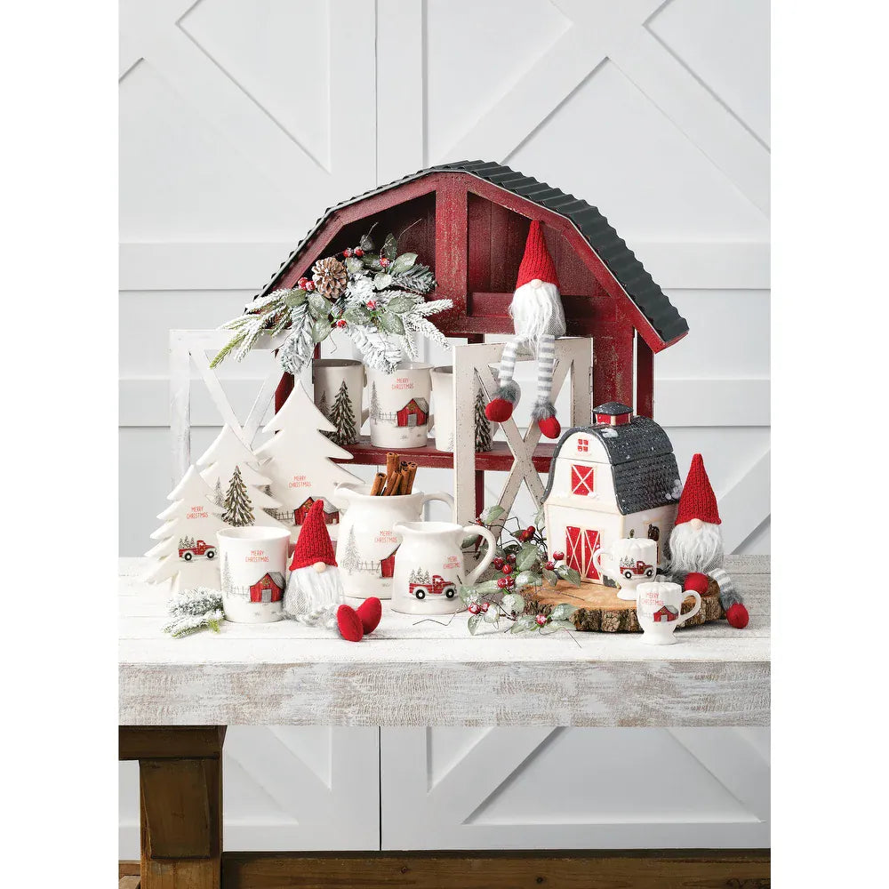 Artificial Frosted Leaves and Berry Pick – Green & Red – Realistic Faux Floral Accent