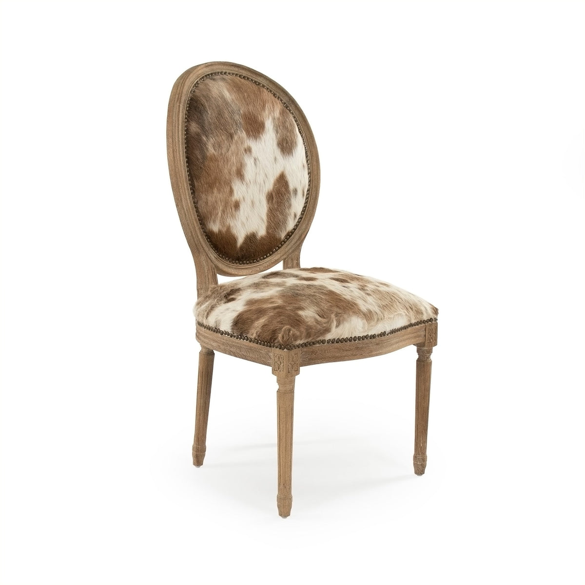Medallion Cowhide Oak Side Chair